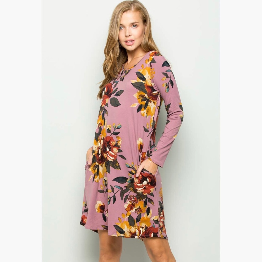 Mauve Floral Dress - Picture 1 of 2